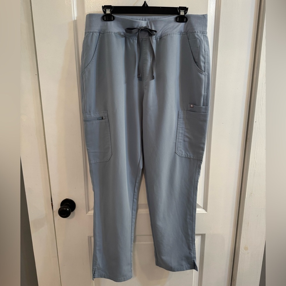 Figs High Waisted Yola Skinny Scrub Pants Dusty Blue XL
